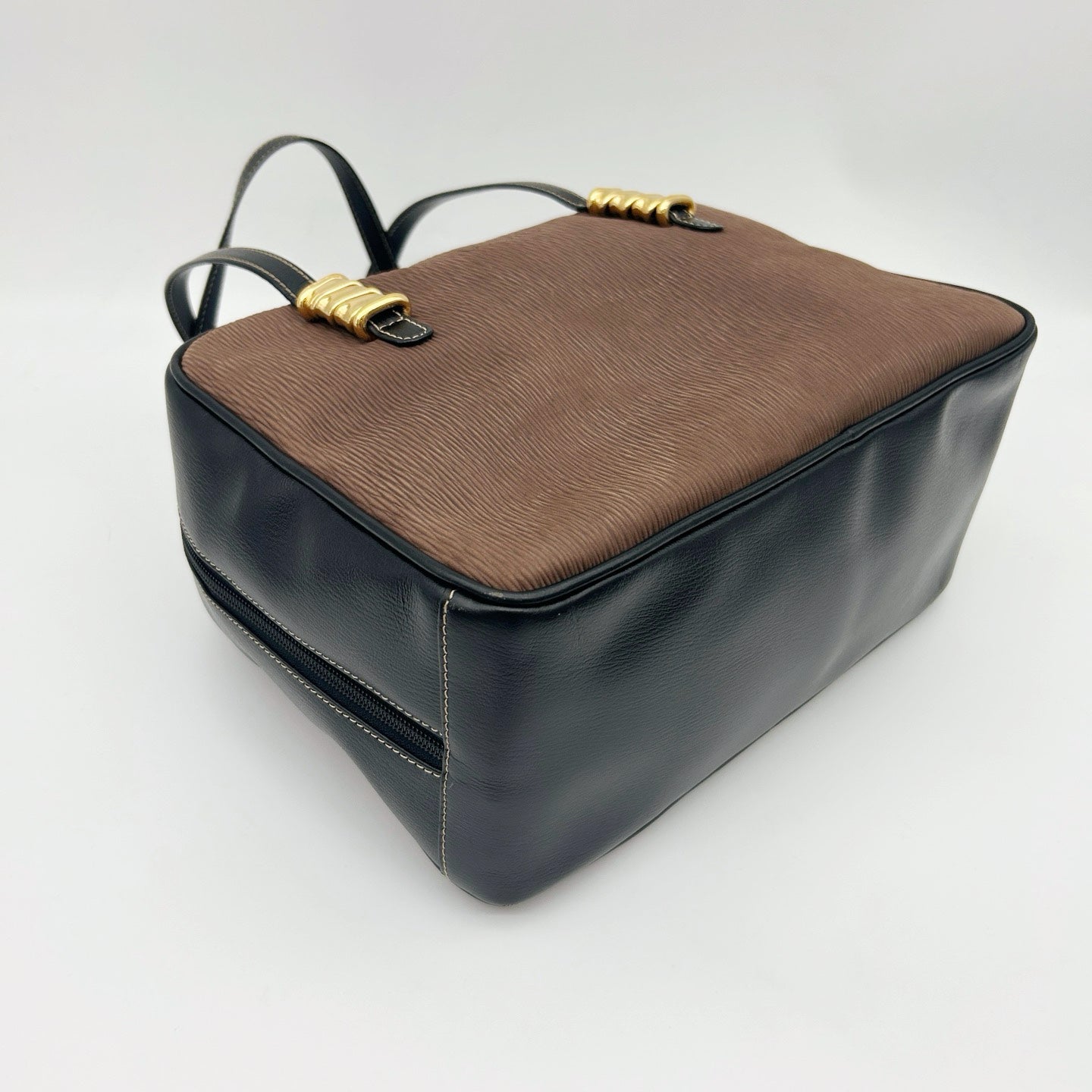 LOEWE Brown & Black Leather Boston Bag [Used]