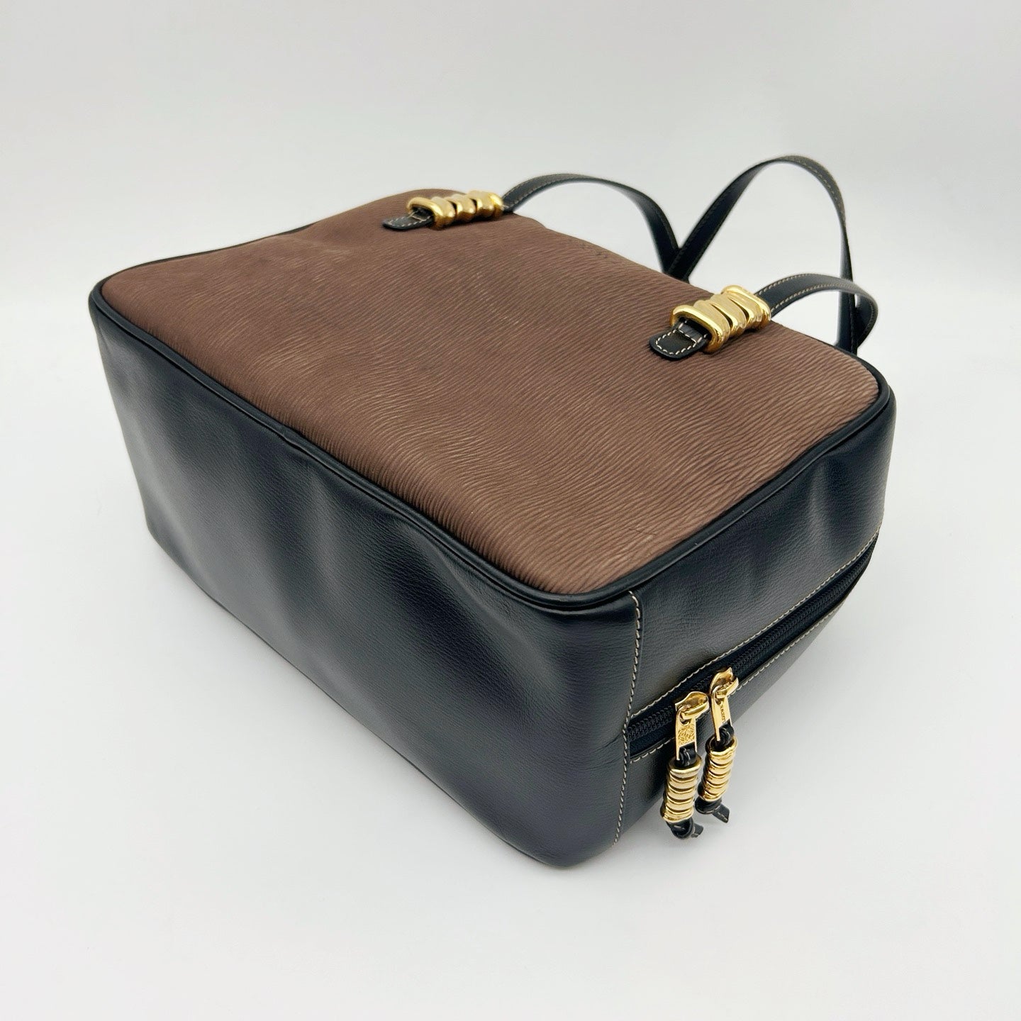 LOEWE Brown & Black Leather Boston Bag [Used]