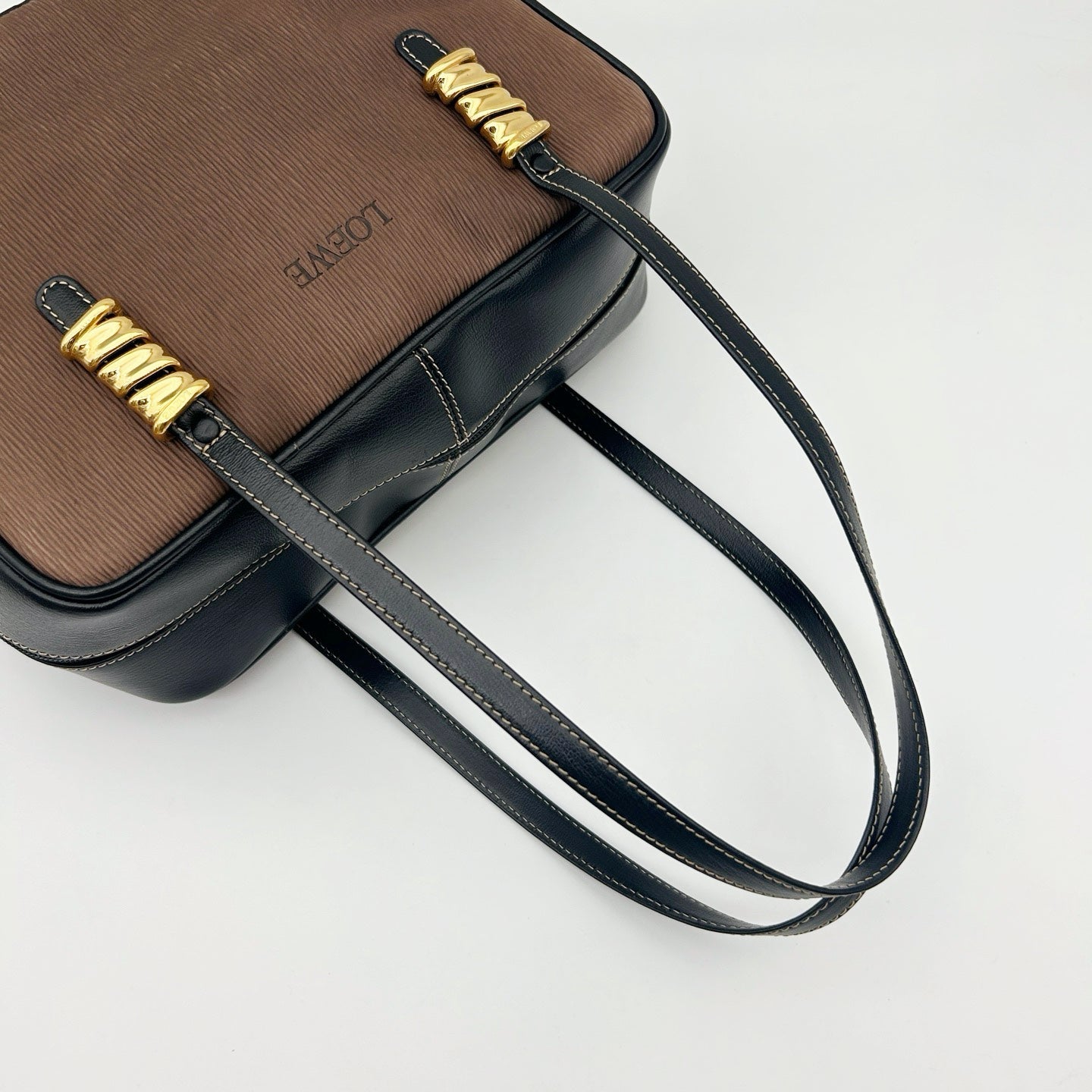 LOEWE Brown & Black Leather Boston Bag [Used]