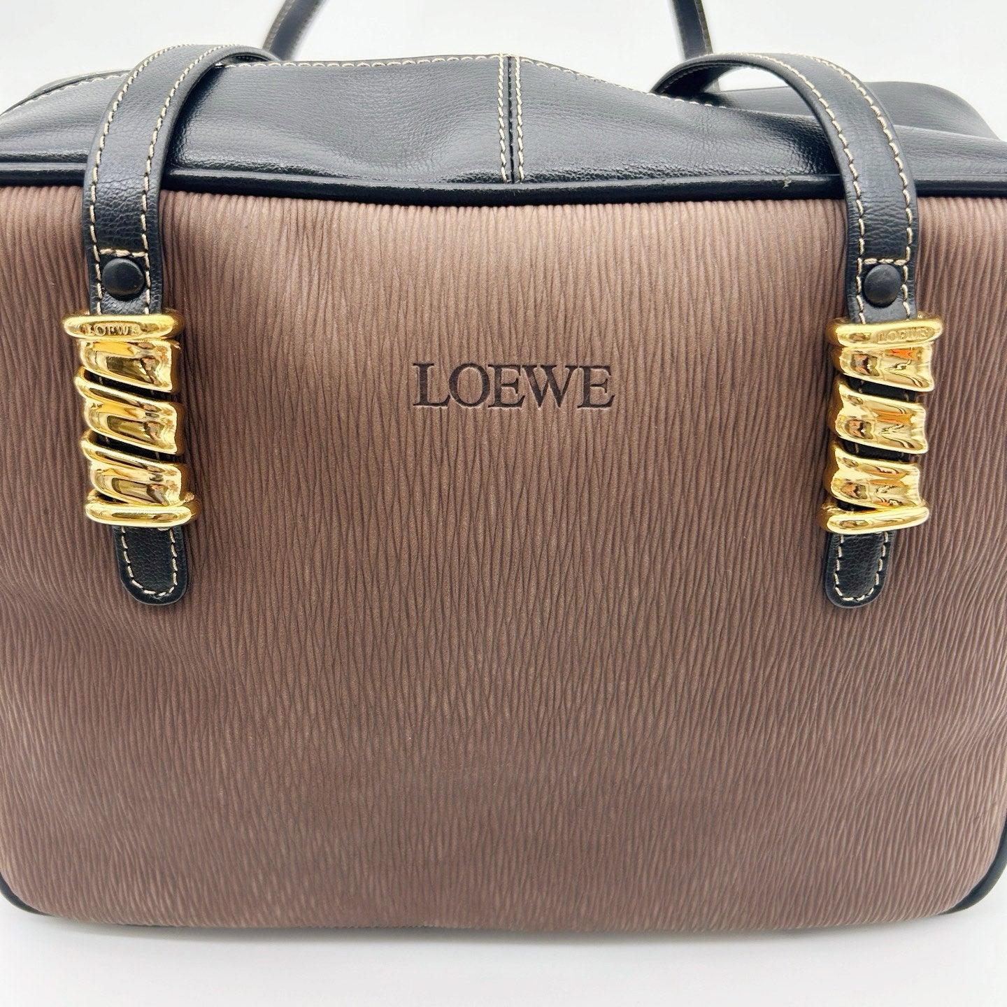 LOEWE Brown & Black Leather Boston Bag [Used]