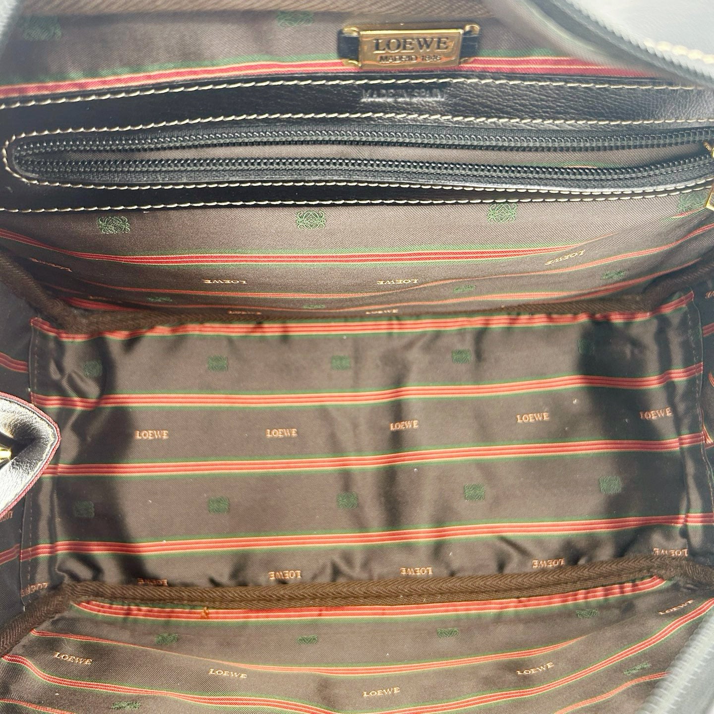 LOEWE Brown & Black Leather Boston Bag [Used]