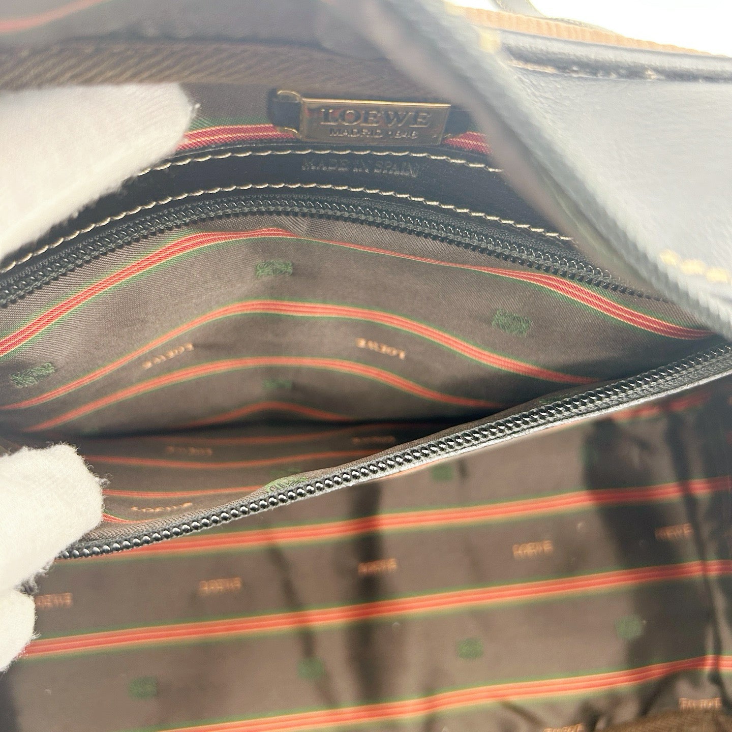 LOEWE Brown & Black Leather Boston Bag [Used]