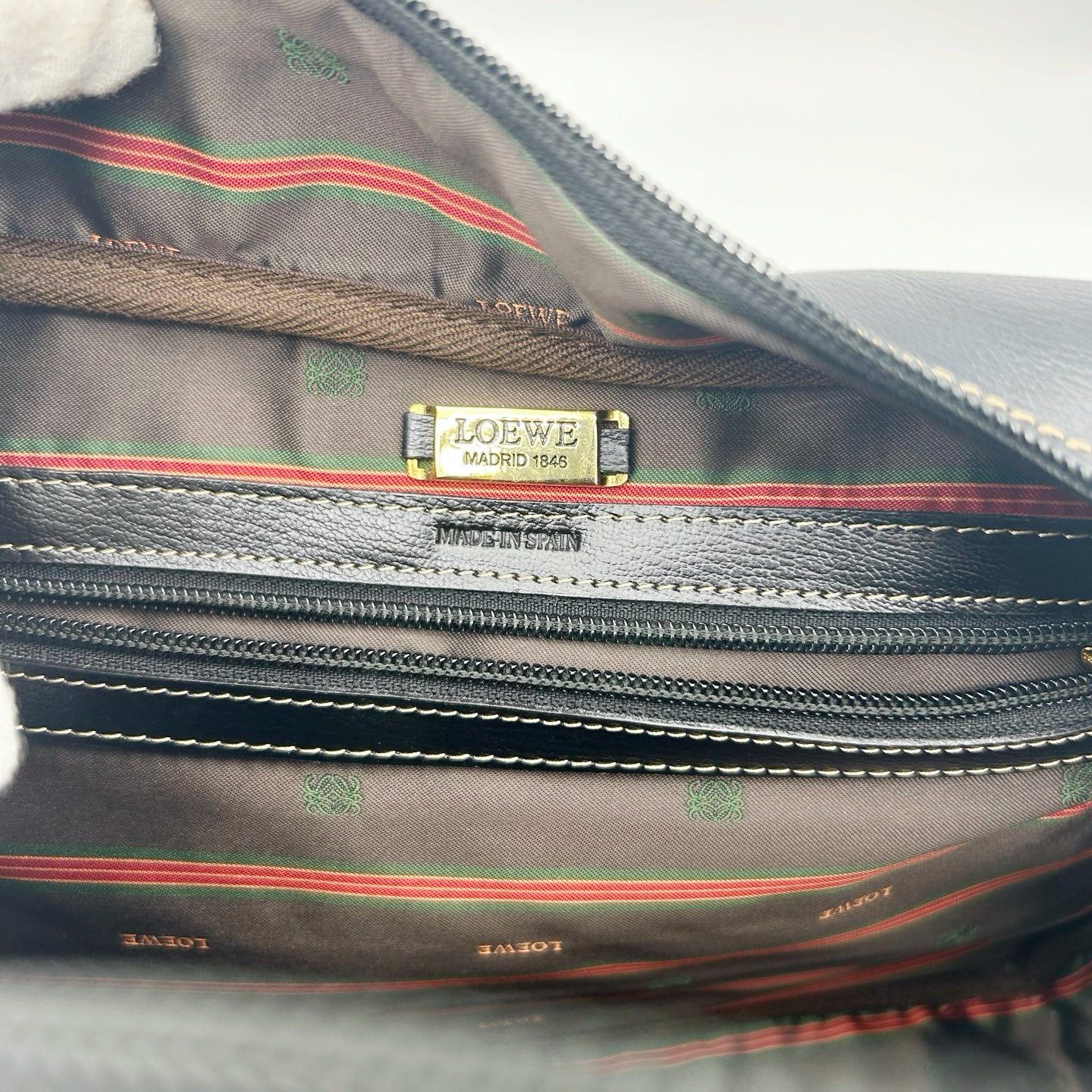 LOEWE Brown & Black Leather Boston Bag [Used]