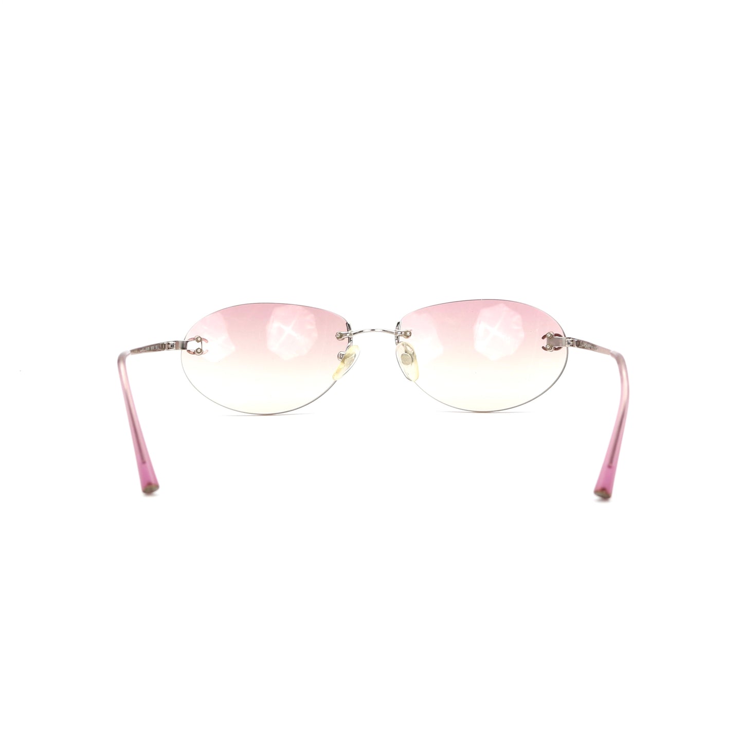 CHANEL Rimless Gradient Pink CC Logo Sunglasses [Used]