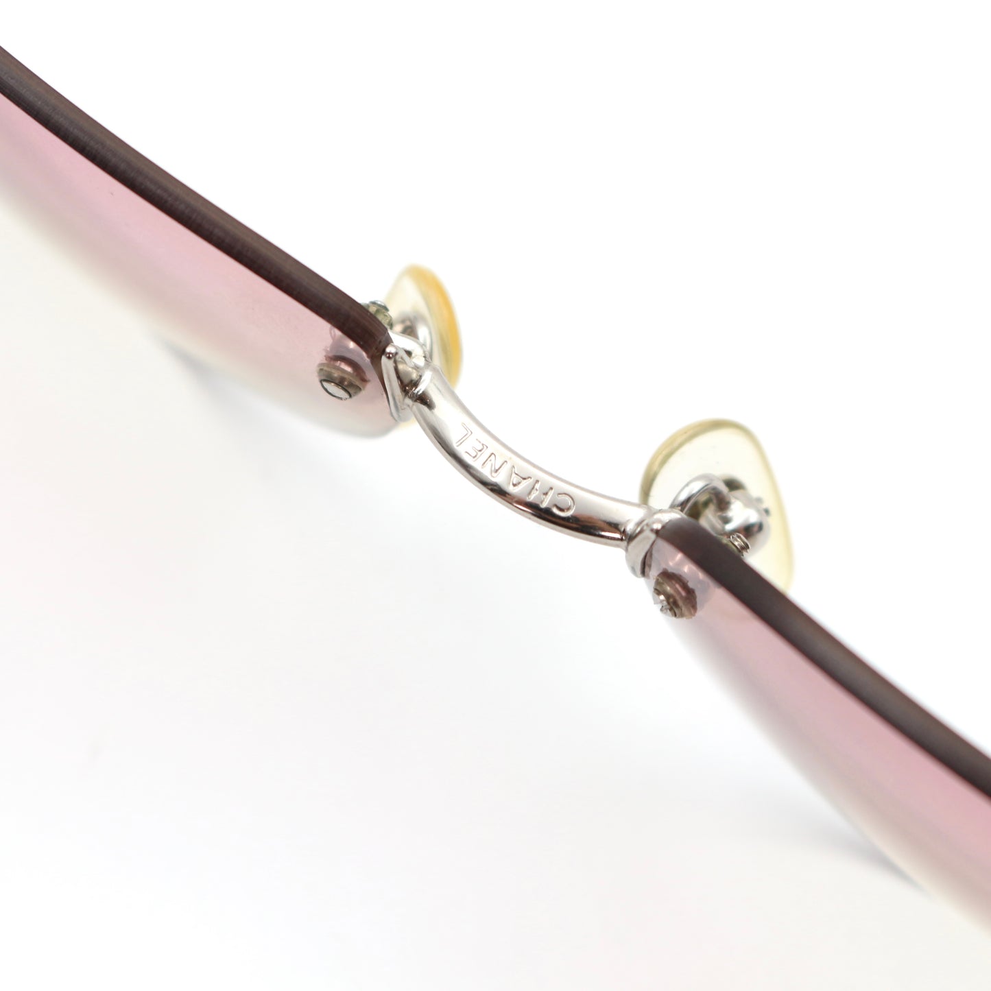 CHANEL Rimless Gradient Pink CC Logo Sunglasses [Used]