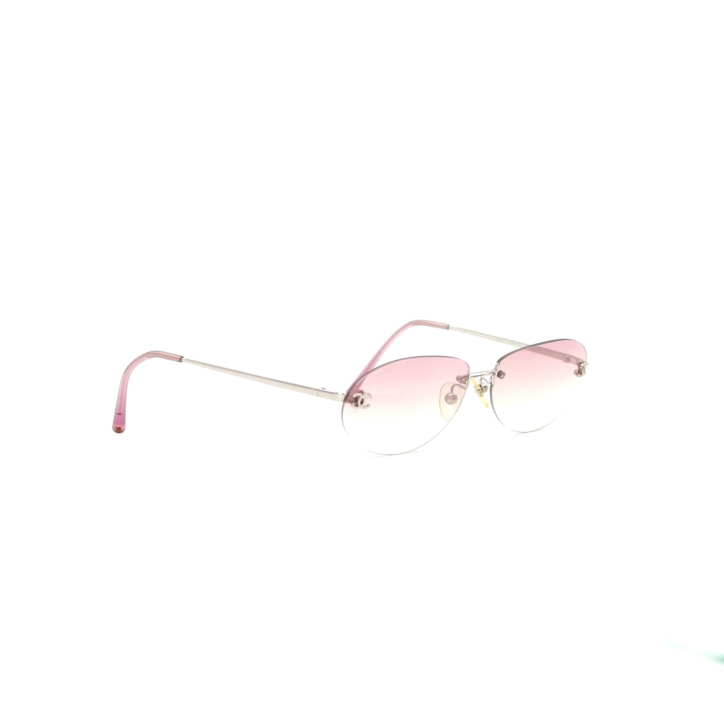 CHANEL Rimless Gradient Pink CC Logo Sunglasses [Used]