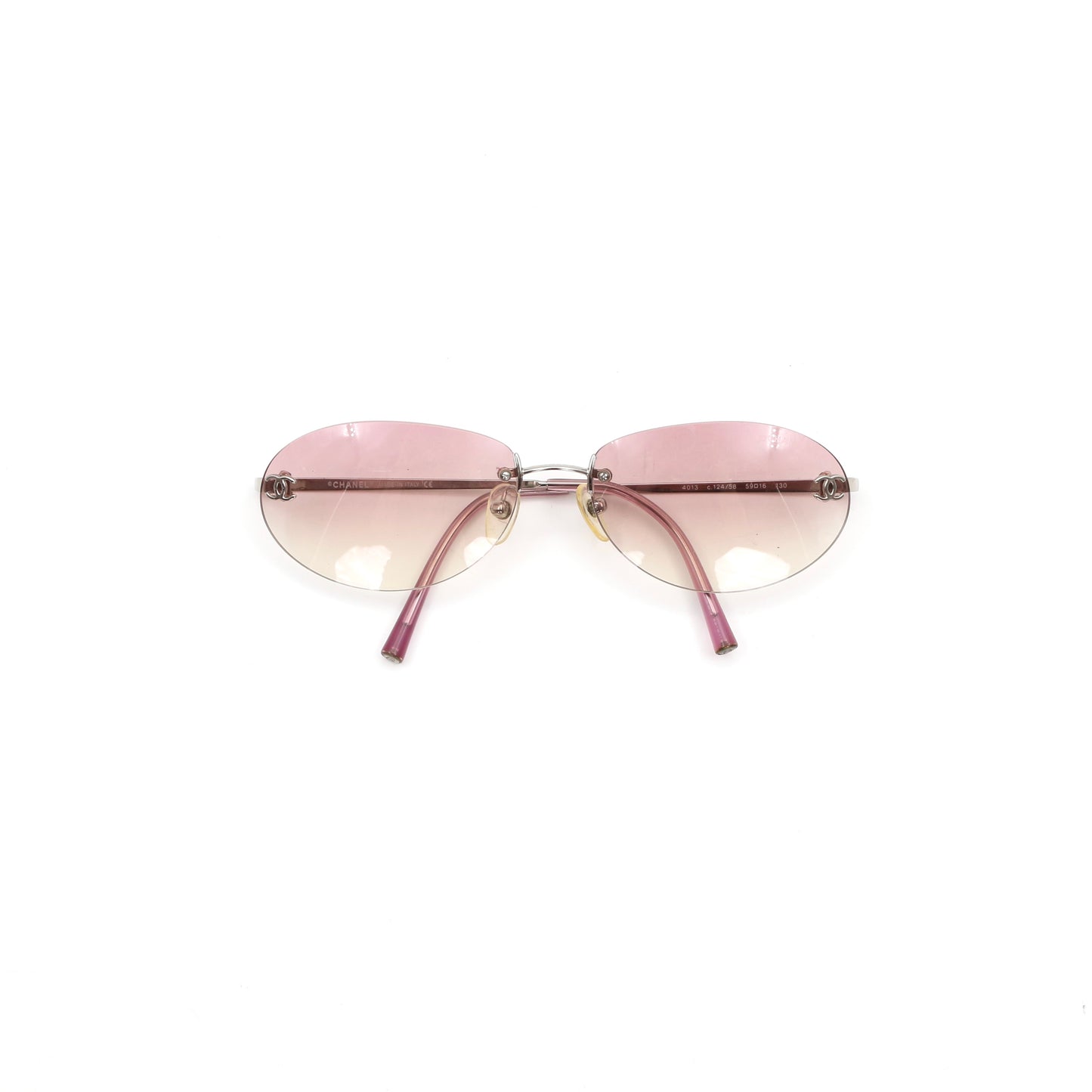 CHANEL Rimless Gradient Pink CC Logo Sunglasses [Used]