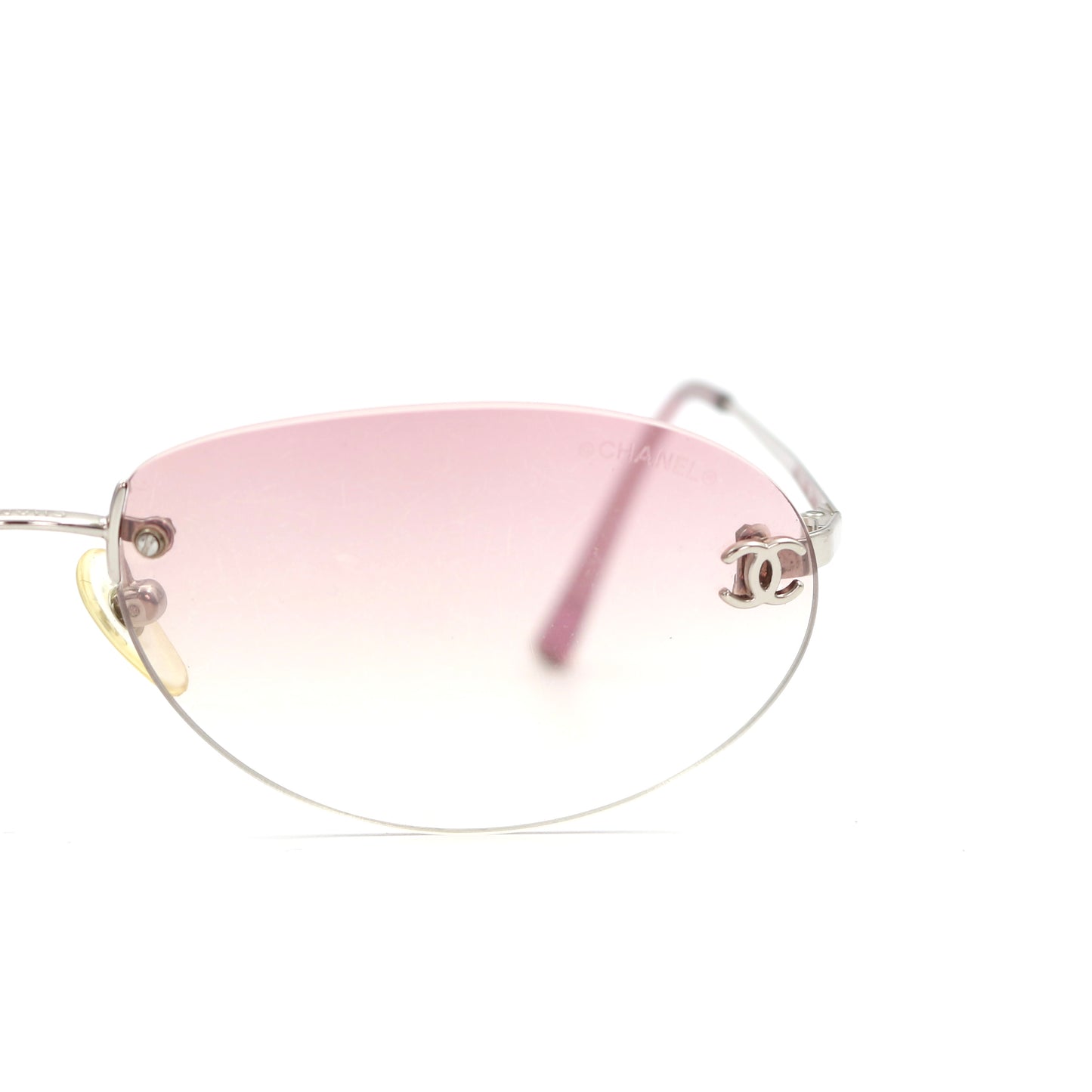 CHANEL Rimless Gradient Pink CC Logo Sunglasses [Used]