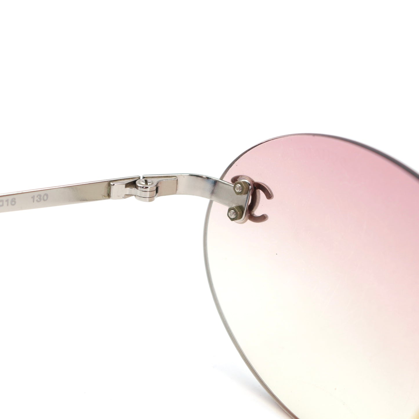 CHANEL Rimless Gradient Pink CC Logo Sunglasses [Used]