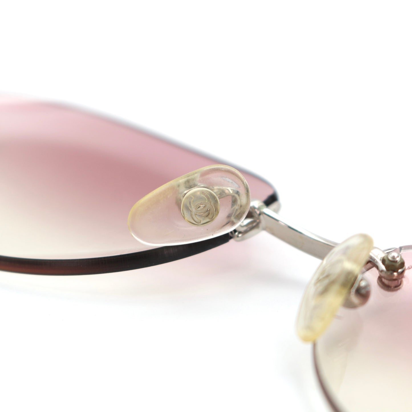CHANEL Rimless Gradient Pink CC Logo Sunglasses [Used]