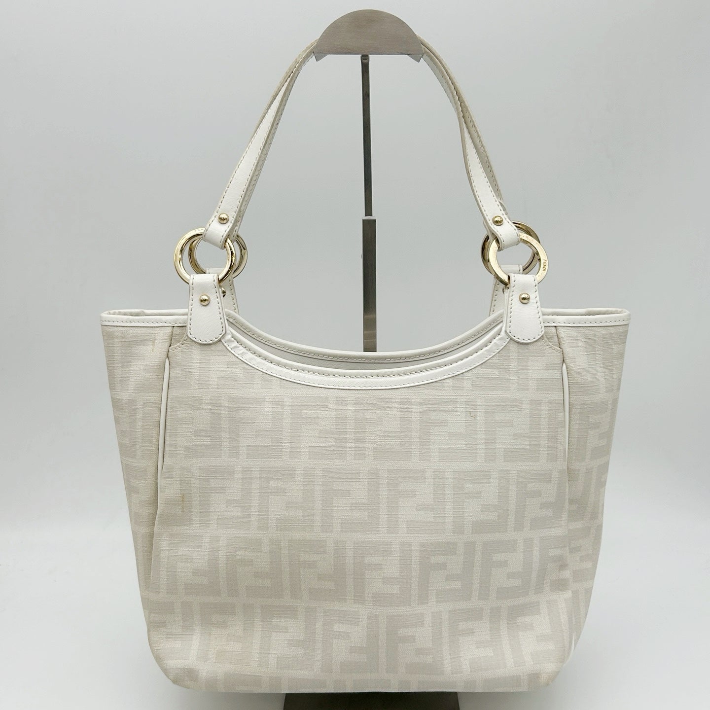 FENDI White Zucca PVC Tote Bag [Used]