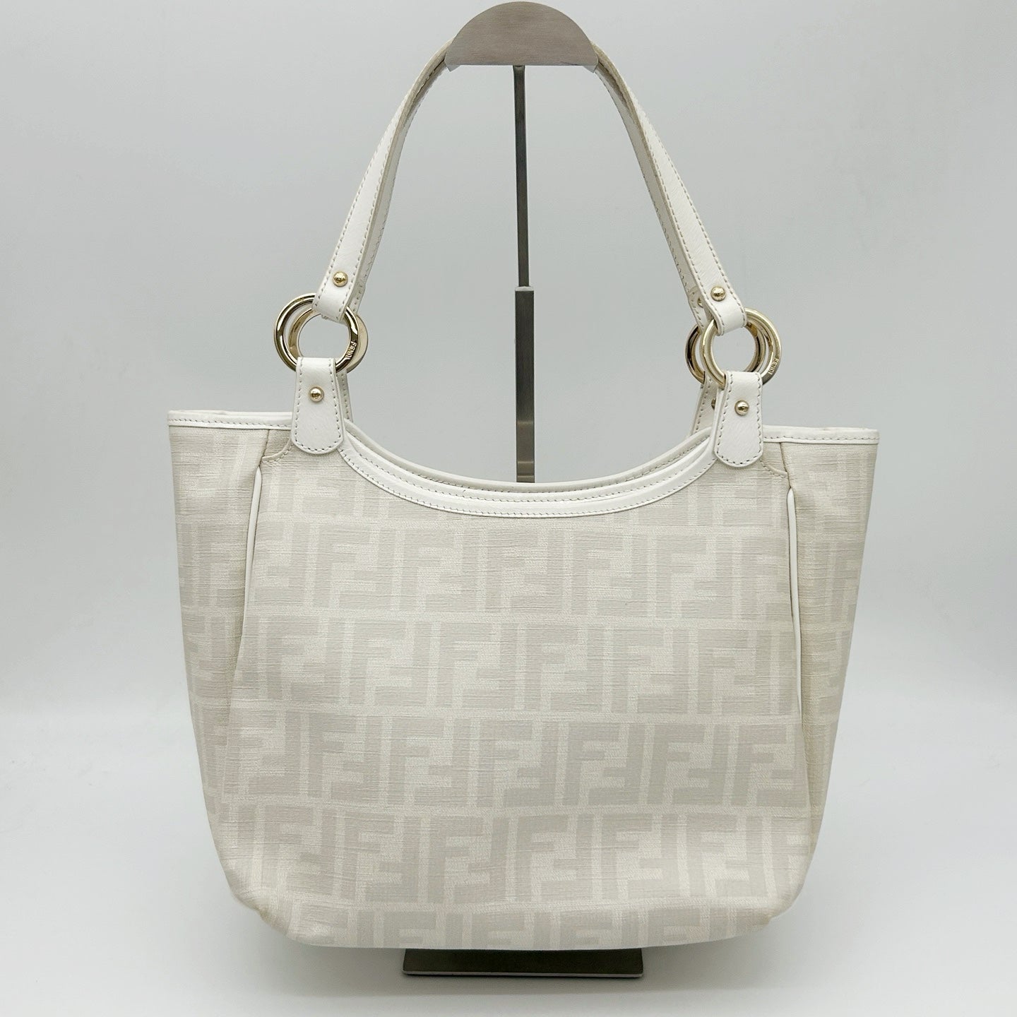 FENDI White Zucca PVC Tote Bag [Used]