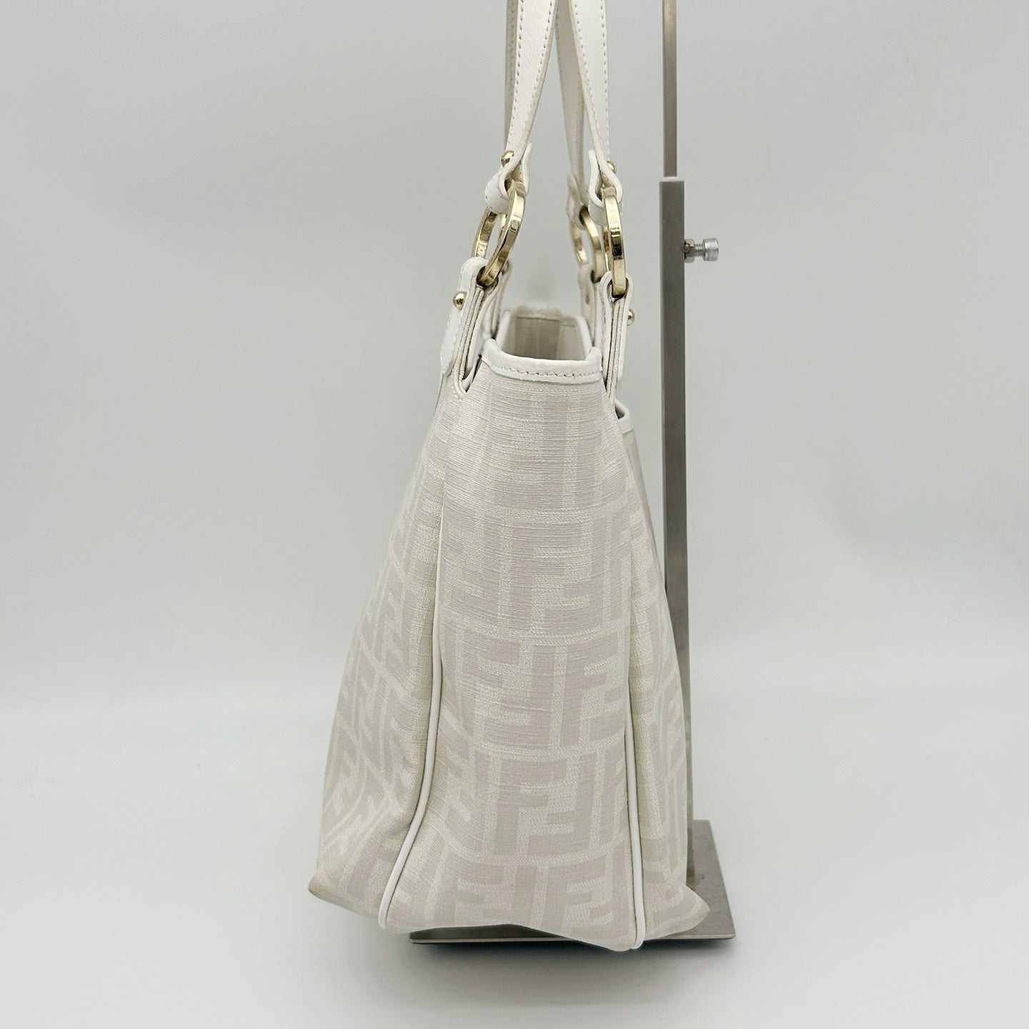 FENDI White Zucca PVC Tote Bag [Used]