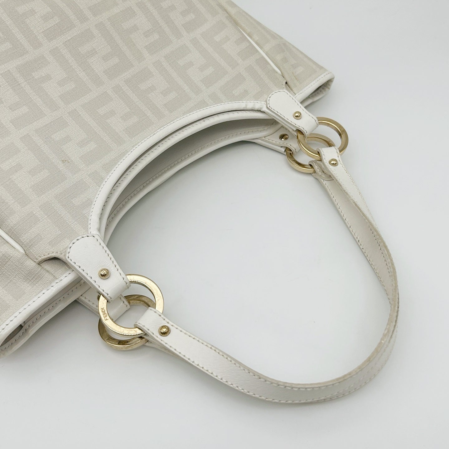 FENDI White Zucca PVC Tote Bag [Used]