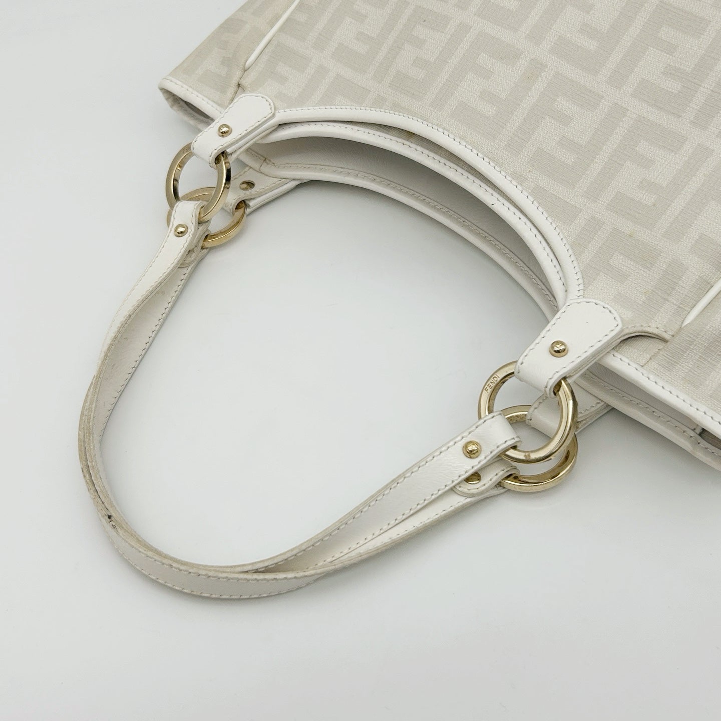 FENDI White Zucca PVC Tote Bag [Used]