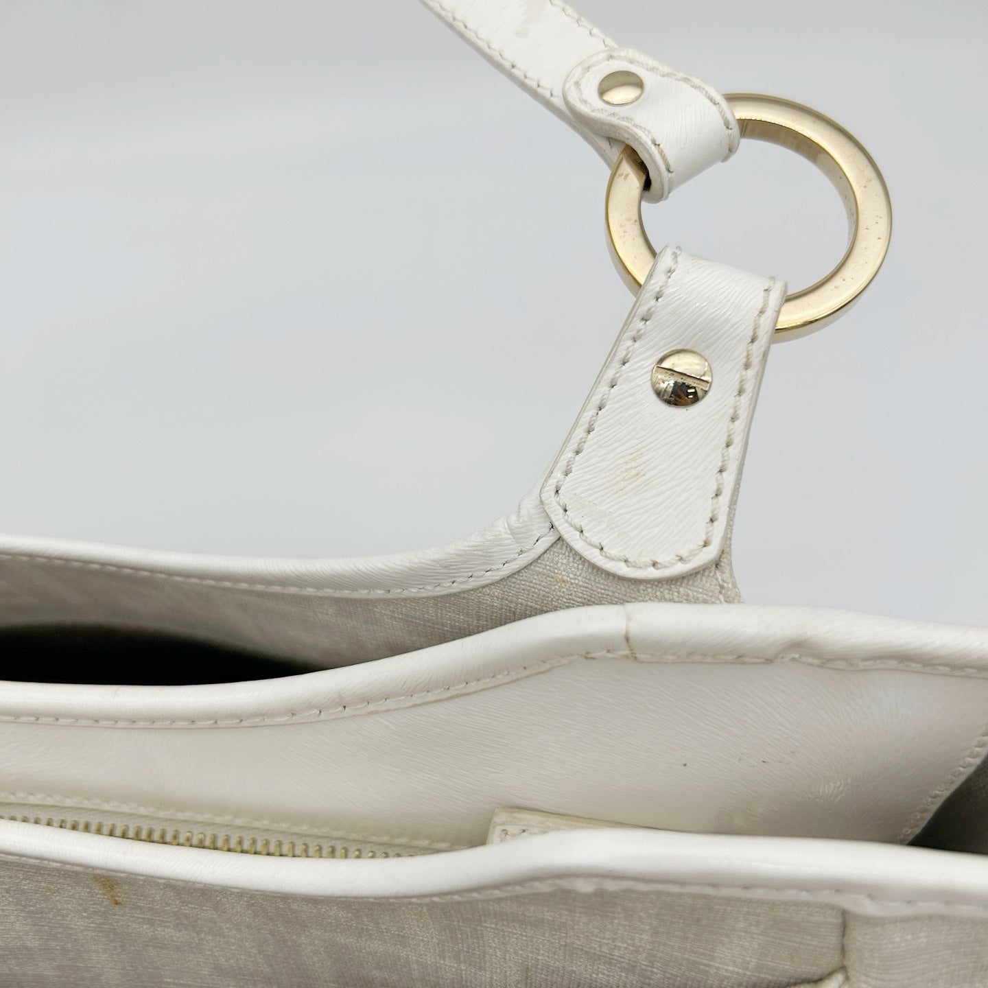 FENDI White Zucca PVC Tote Bag [Used]