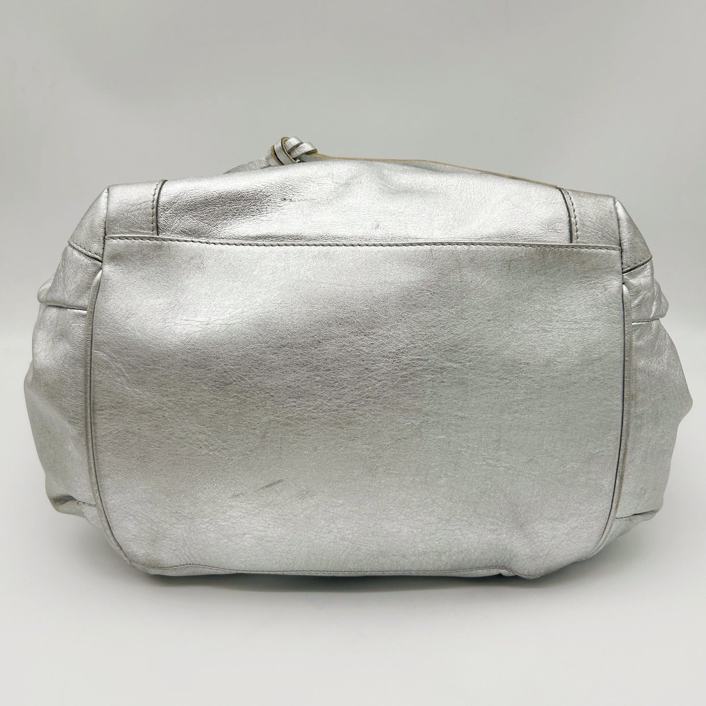 BALENCIAGA Metallic Silver Motorcycle Tote Bag [Used]