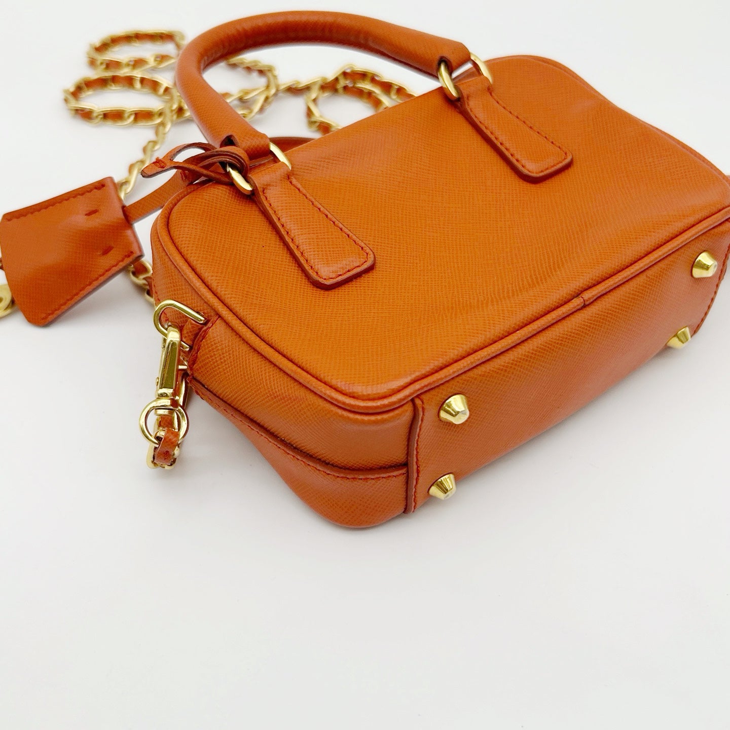 PRADA Orange Saffiano Leather Mini Galleria 2Way Bag [Used]