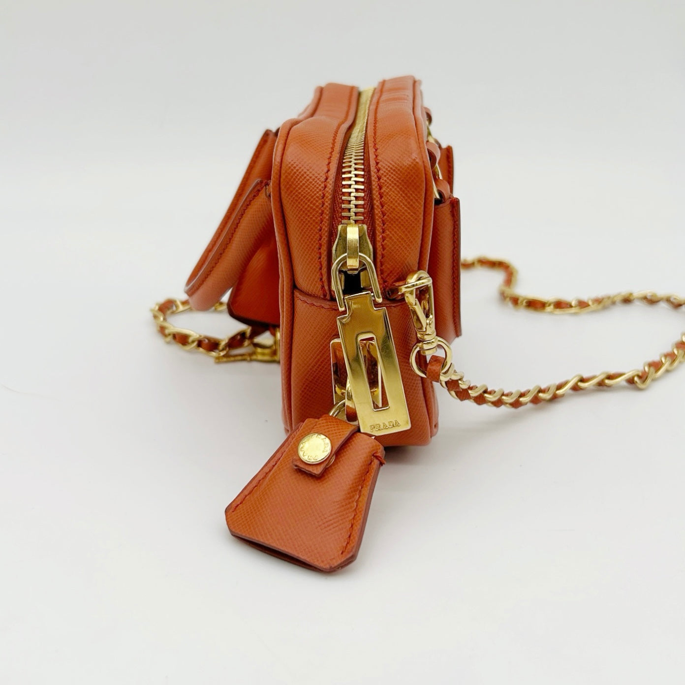 PRADA Orange Saffiano Leather Mini Galleria 2Way Bag [Used]