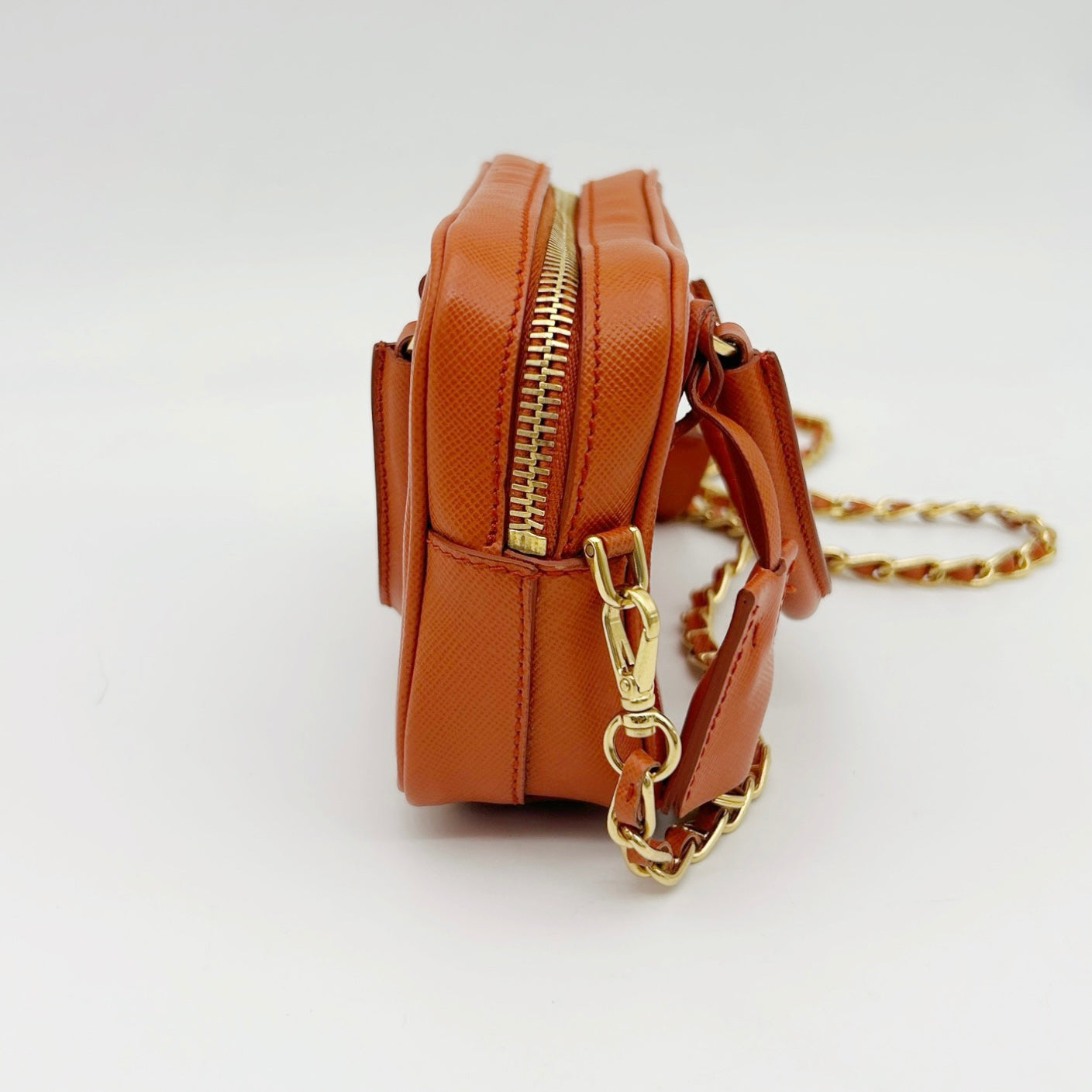 PRADA Orange Saffiano Leather Mini Galleria 2Way Bag [Used]