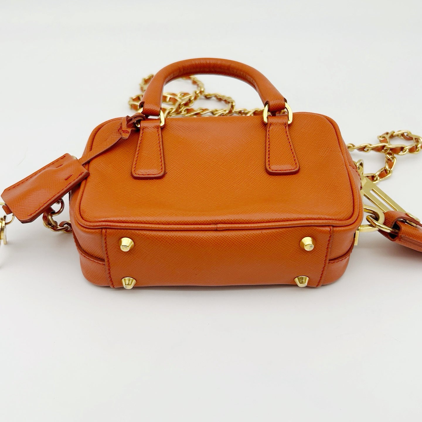 PRADA Orange Saffiano Leather Mini Galleria 2Way Bag [Used]