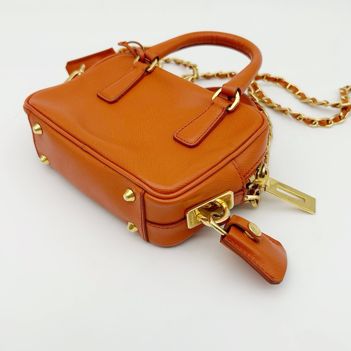 PRADA Orange Saffiano Leather Mini Galleria 2Way Bag [Used]