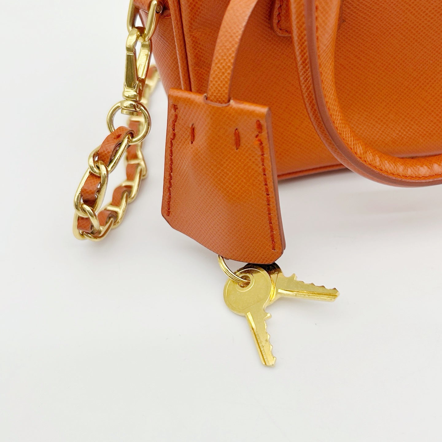 PRADA Orange Saffiano Leather Mini Galleria 2Way Bag [Used]