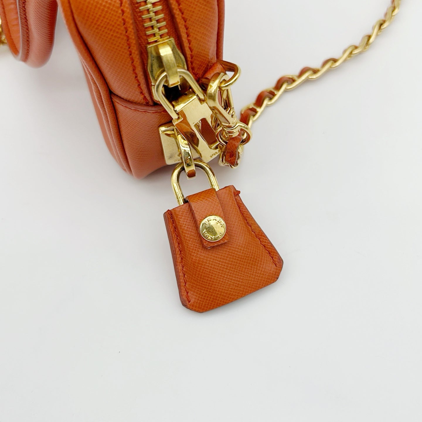 PRADA Orange Saffiano Leather Mini Galleria 2Way Bag [Used]