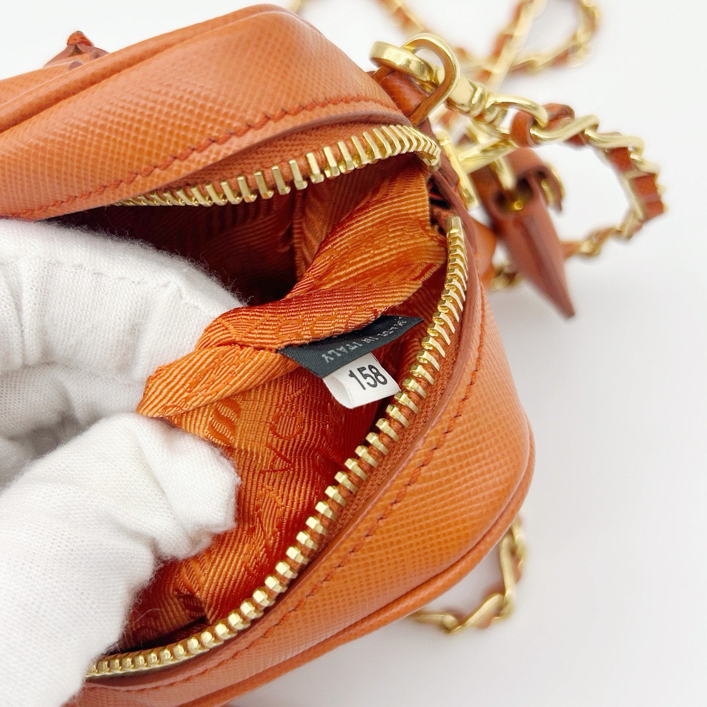 PRADA Orange Saffiano Leather Mini Galleria 2Way Bag [Used]