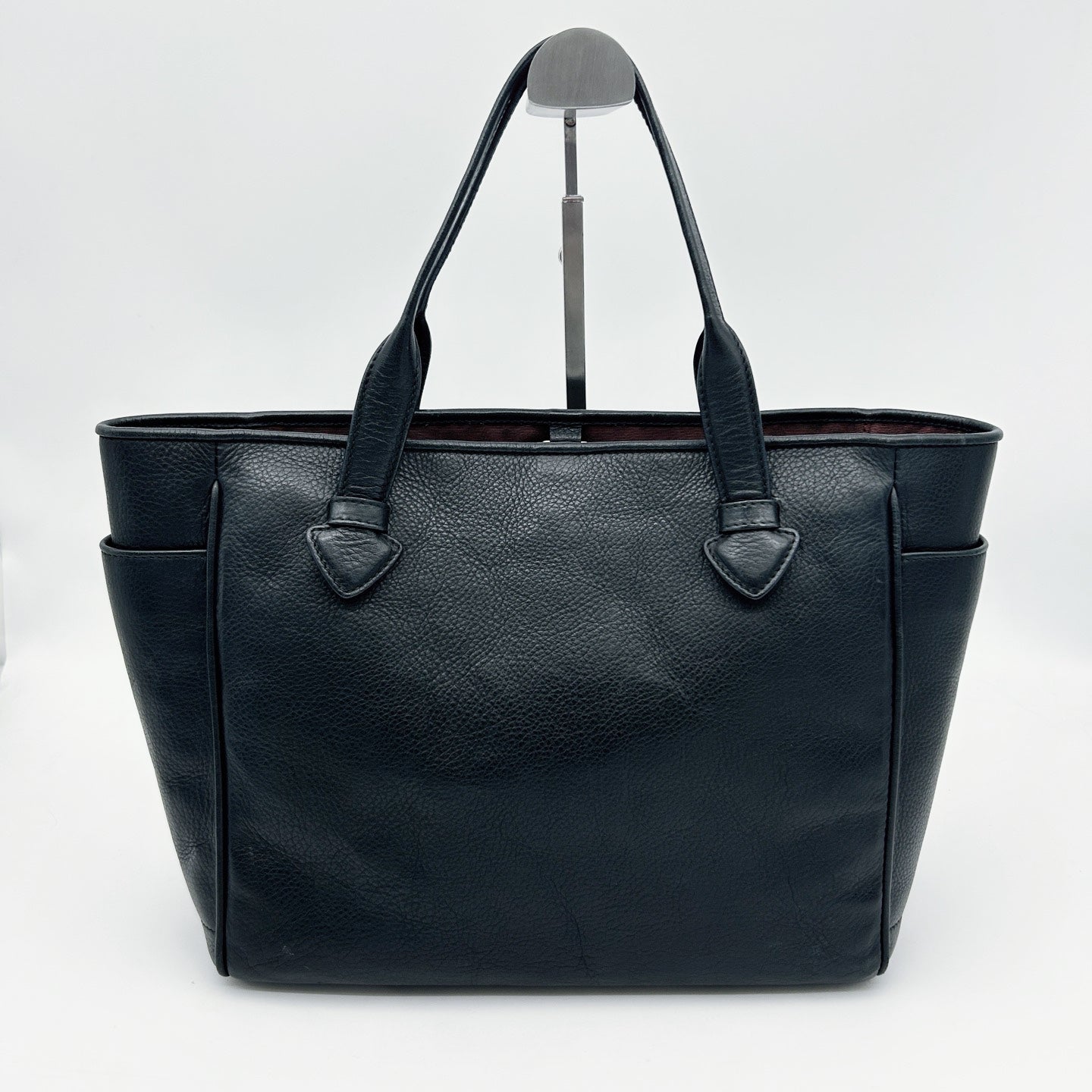 LOEWE Black Leather Logo Tote Bag [Used]