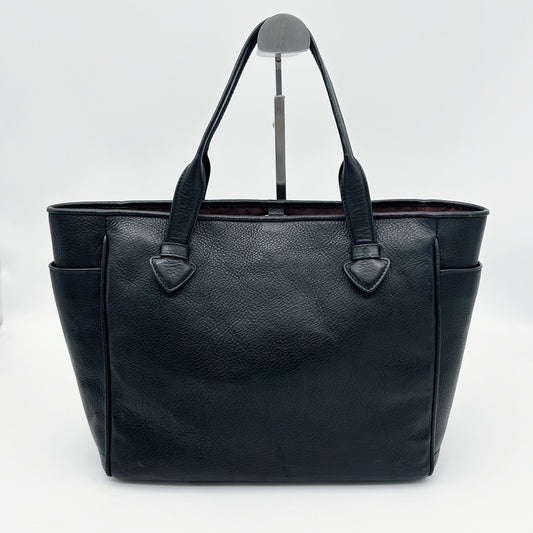 LOEWE Black Leather Logo Tote Bag [Used]