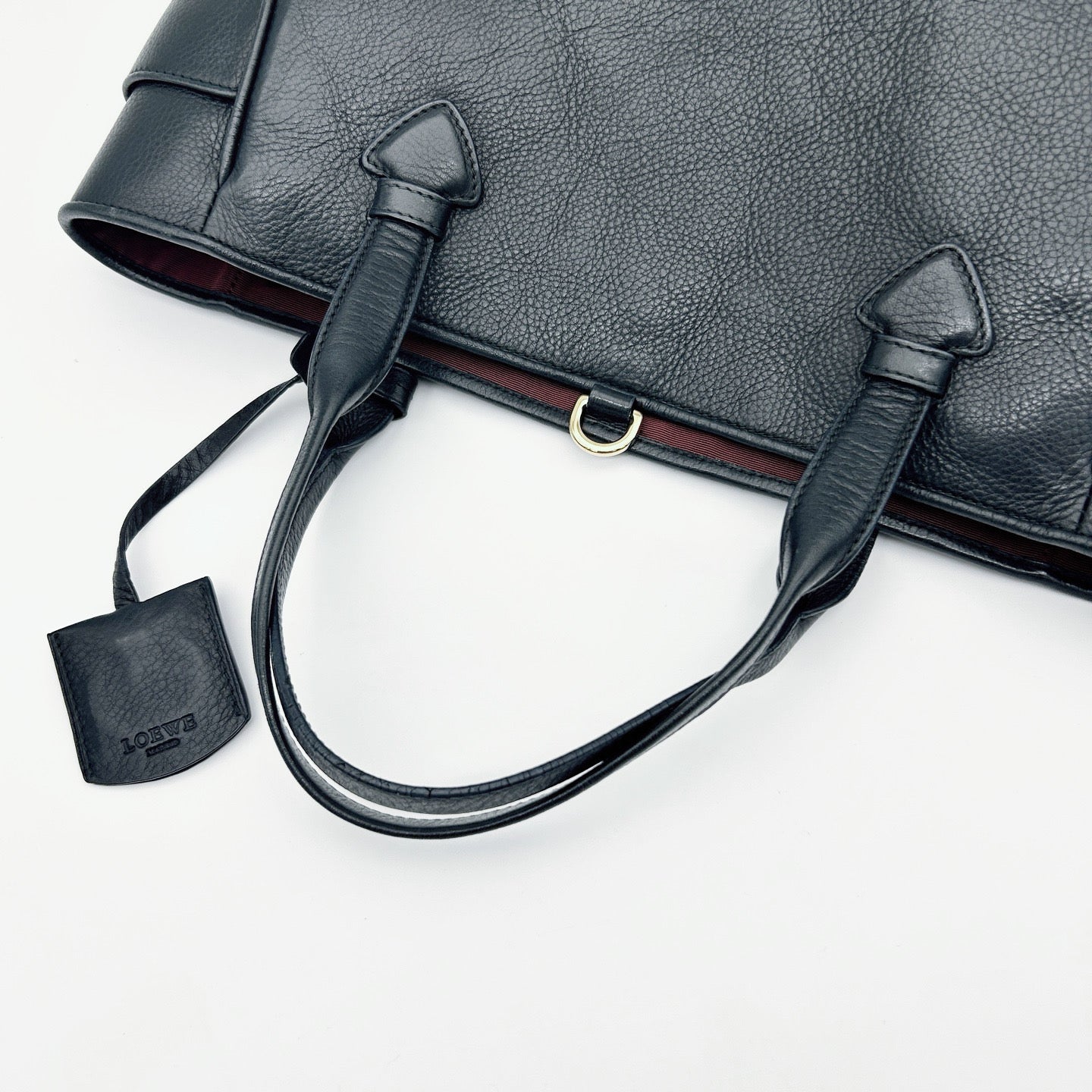 LOEWE Black Leather Logo Tote Bag [Used]