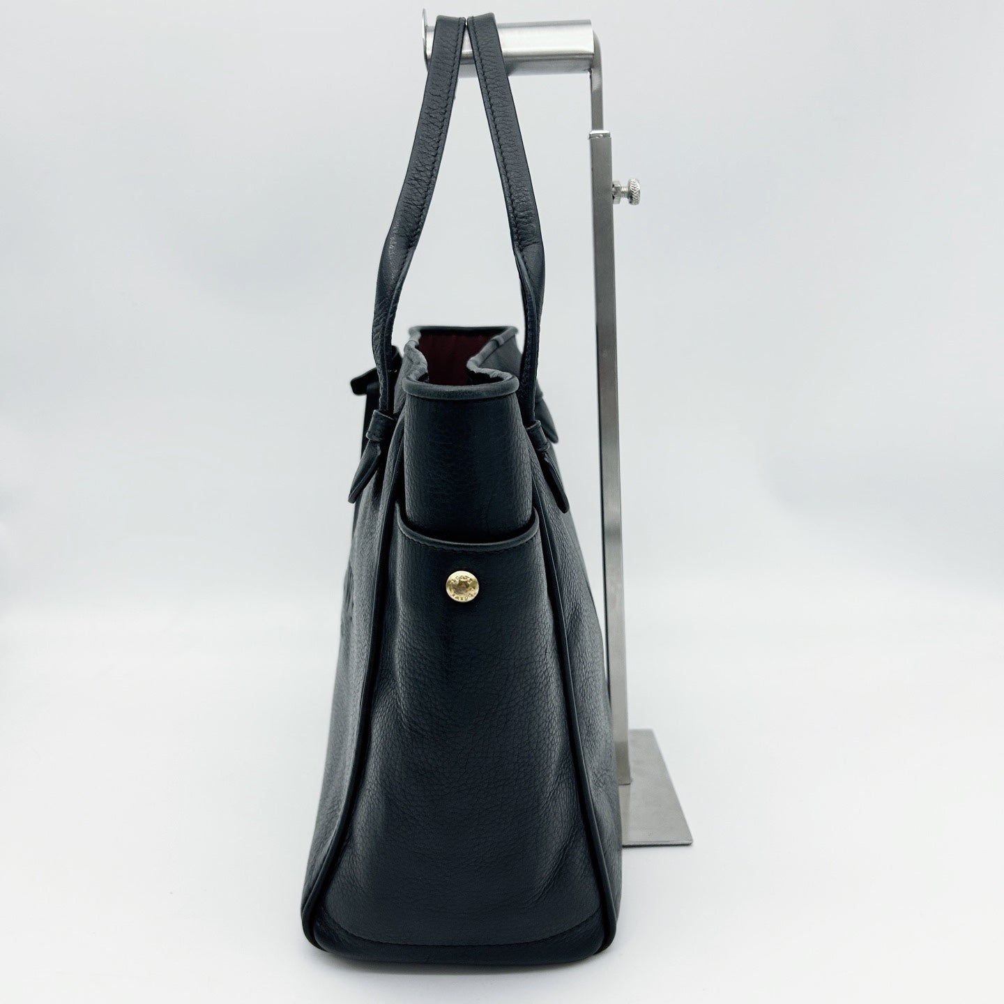 LOEWE Black Leather Logo Tote Bag [Used]