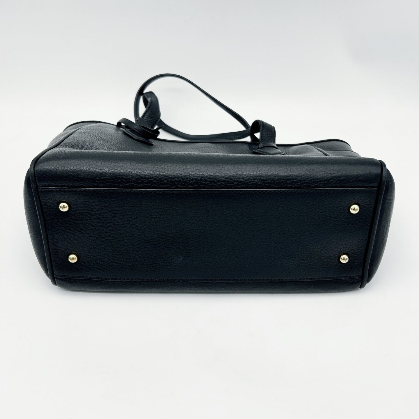 LOEWE Black Leather Logo Tote Bag [Used]