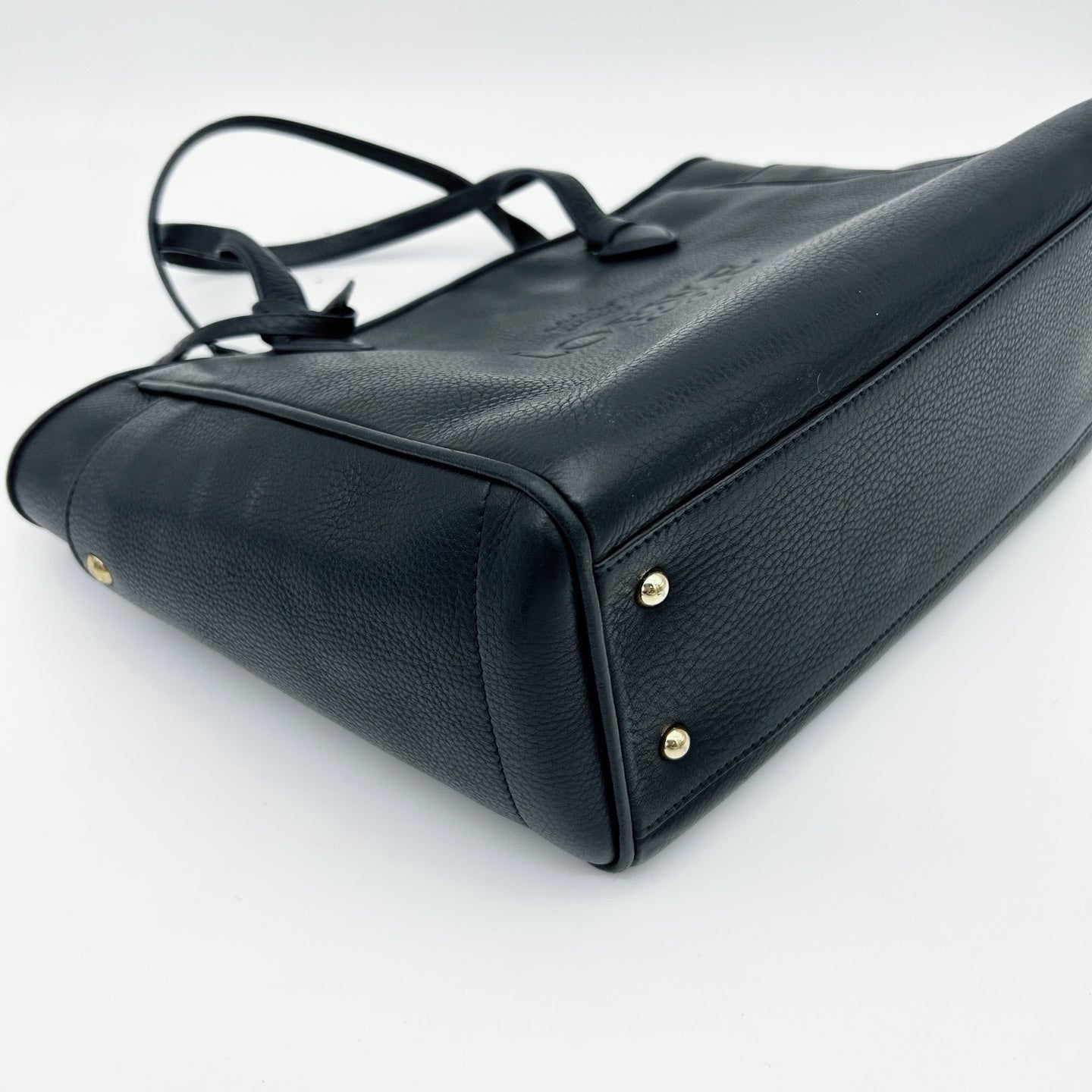 LOEWE Black Leather Logo Tote Bag [Used]