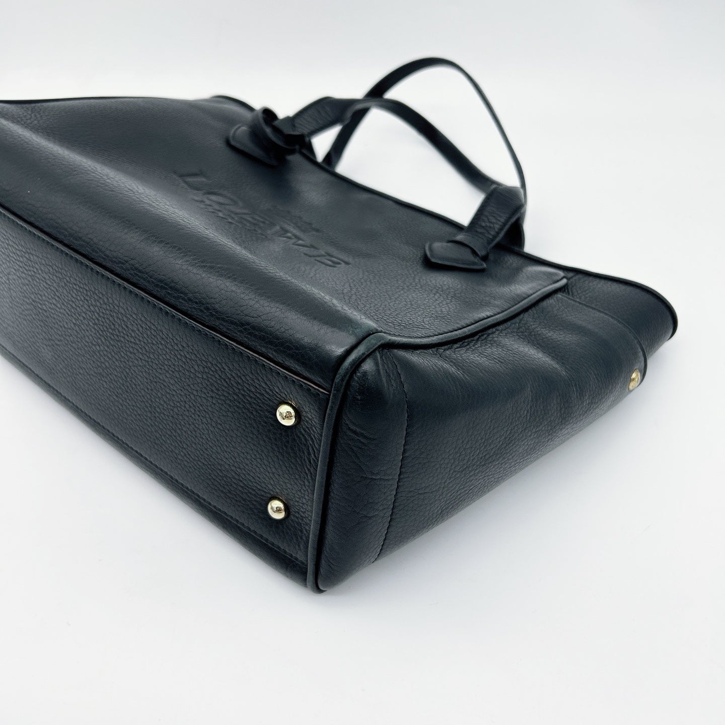 LOEWE Black Leather Logo Tote Bag [Used]