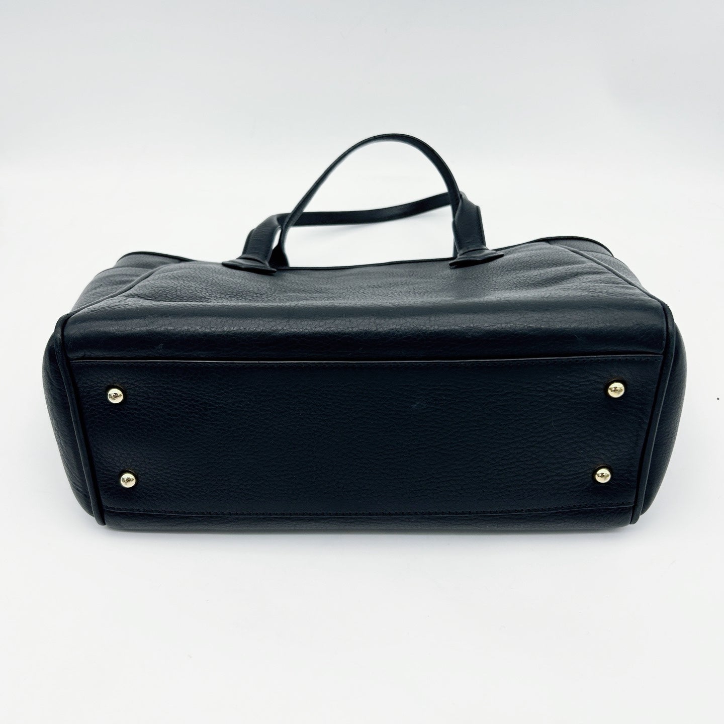 LOEWE Black Leather Logo Tote Bag [Used]