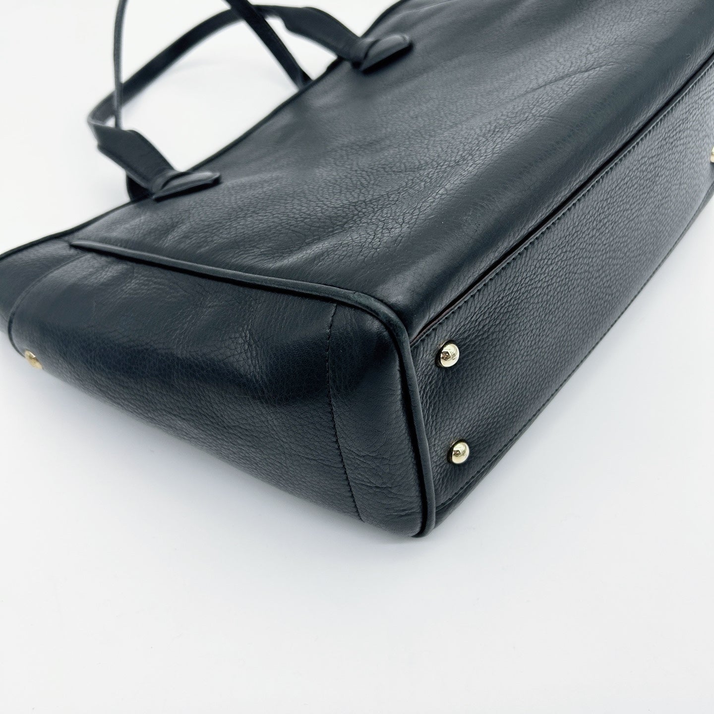 LOEWE Black Leather Logo Tote Bag [Used]