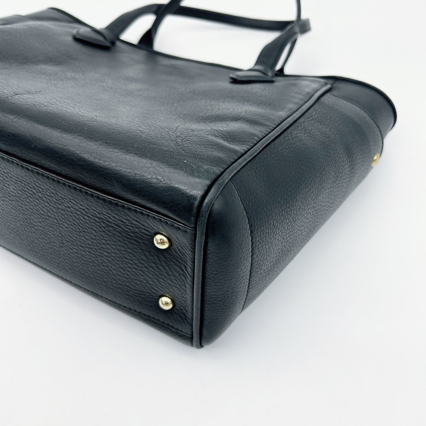 LOEWE Black Leather Logo Tote Bag [Used]