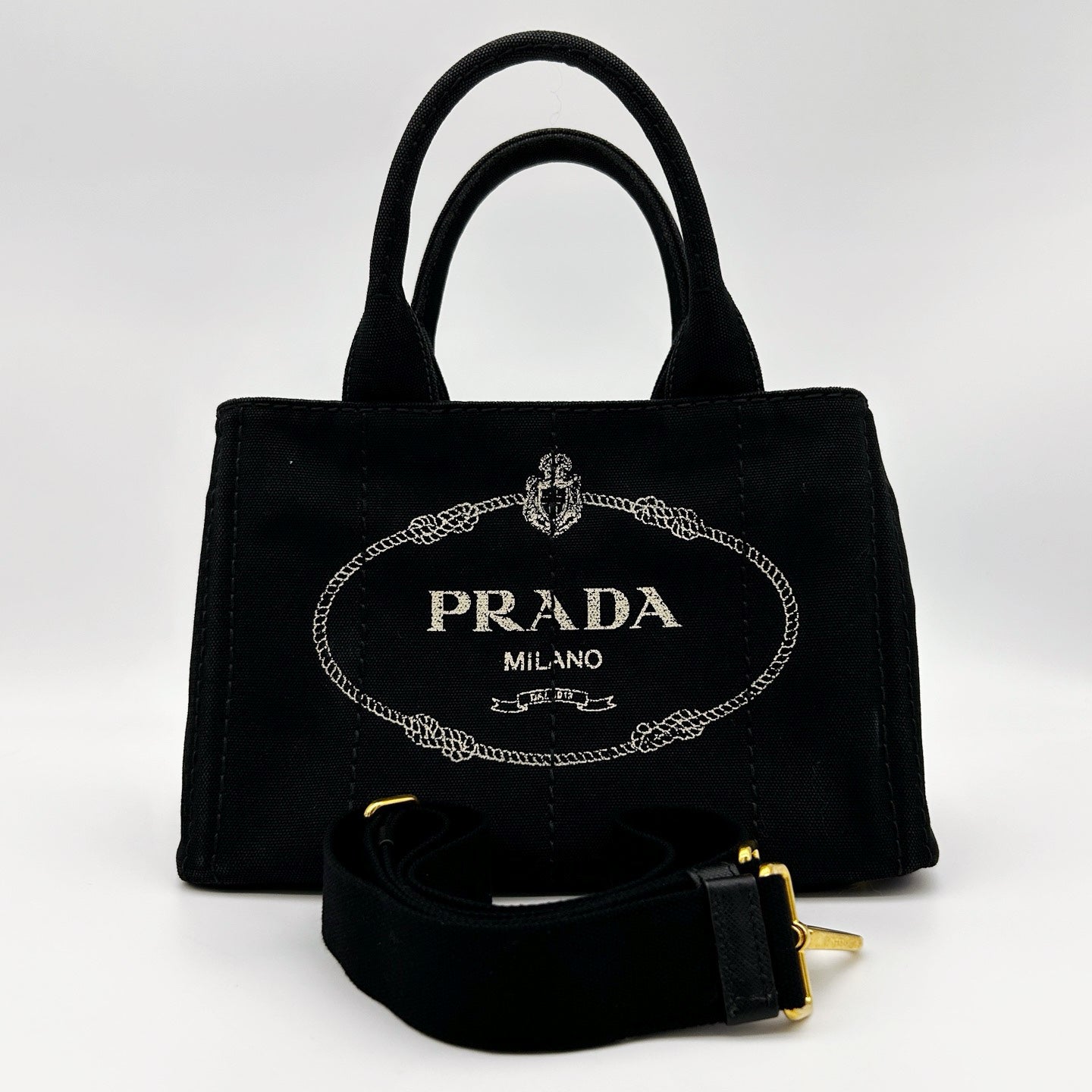 PRADA Black Canvas 2Way Tote Bag [Used]