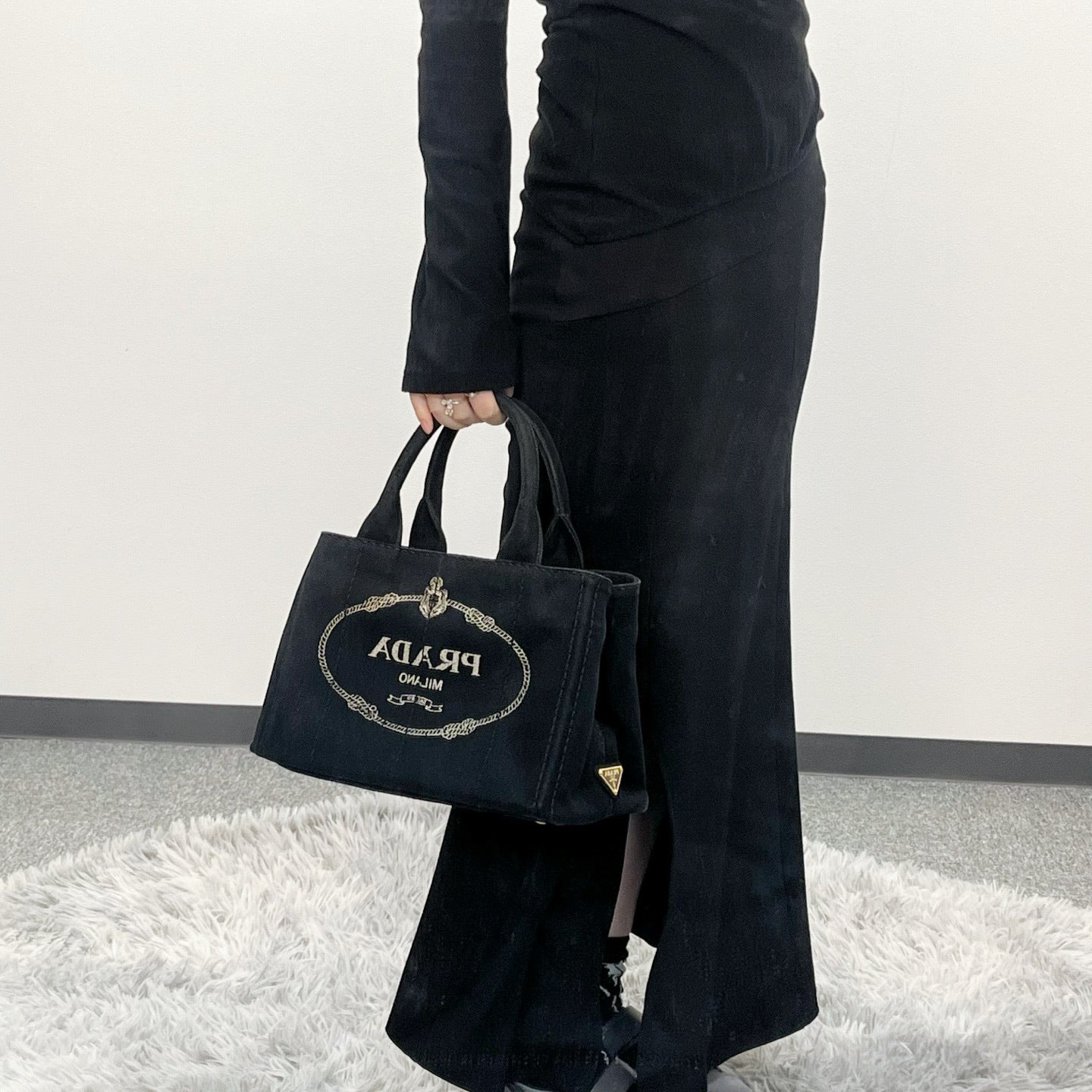 PRADA Black Canvas 2Way Tote Bag [Used]