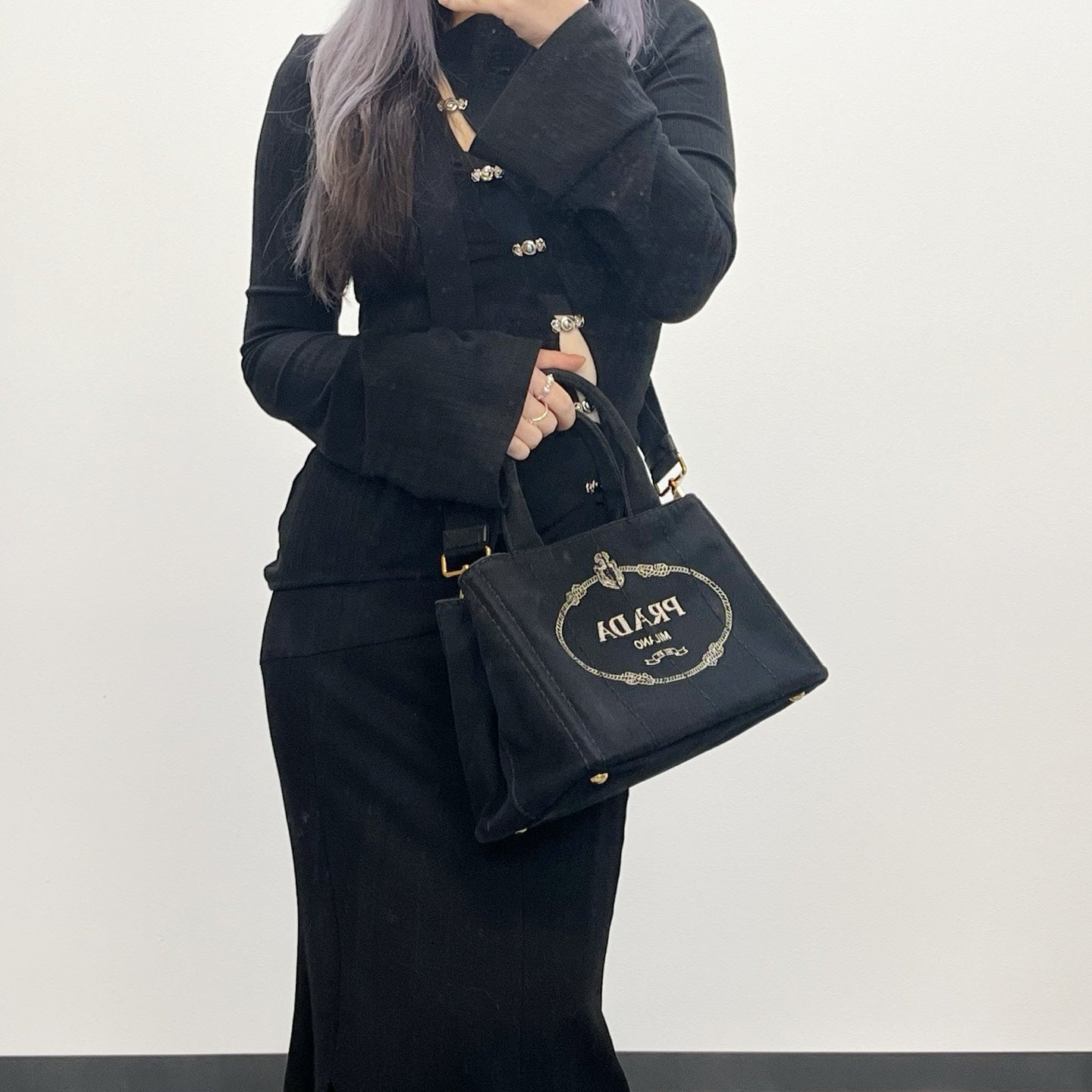 PRADA Black Canvas 2Way Tote Bag [Used]