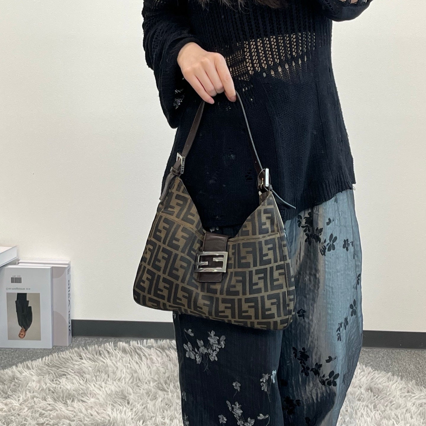 FENDI Brown Zucca Baguette Shoulder Bag [Used]