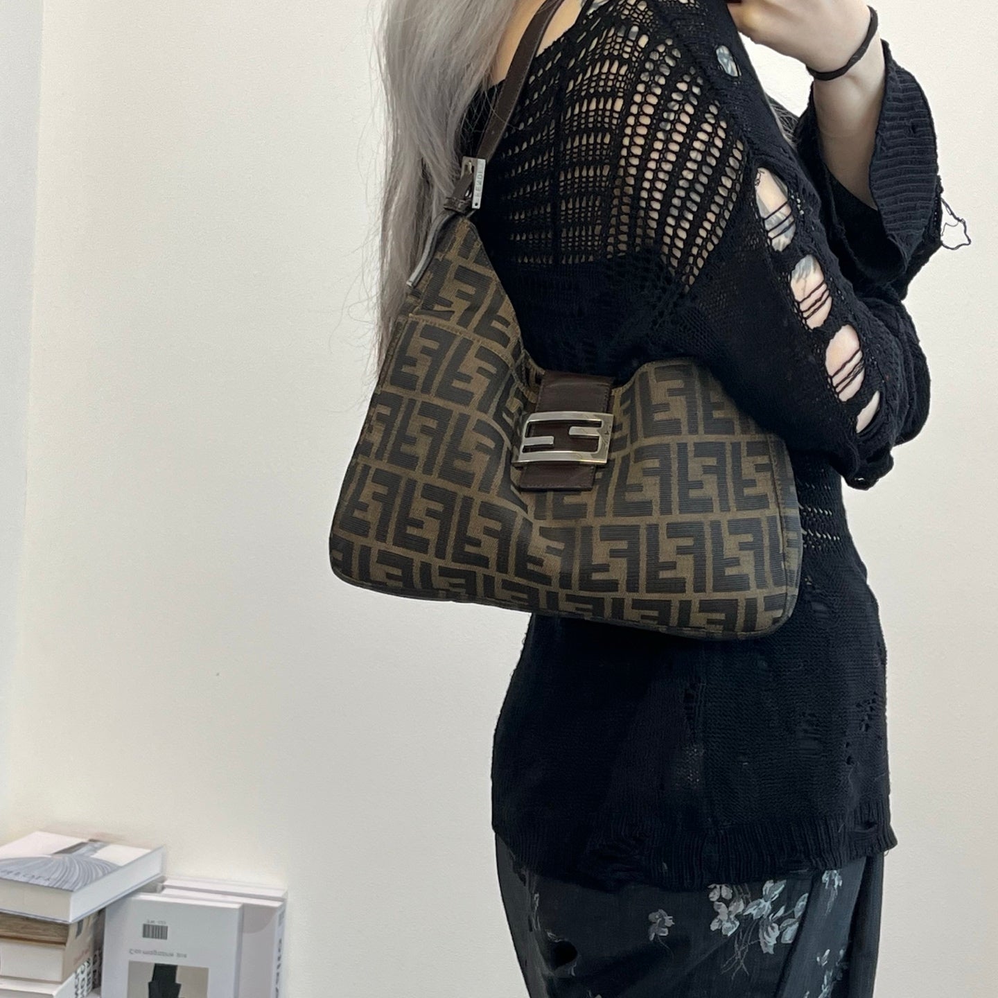 FENDI Brown Zucca Baguette Shoulder Bag [Used]