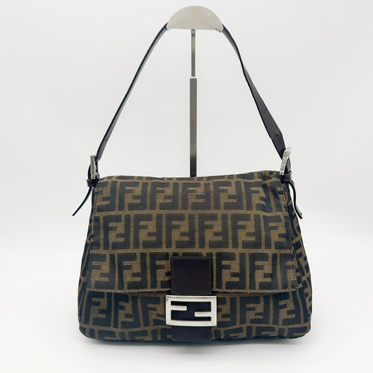 FENDI Brown Zucca Large Baguette Shoulder Bag [Used]