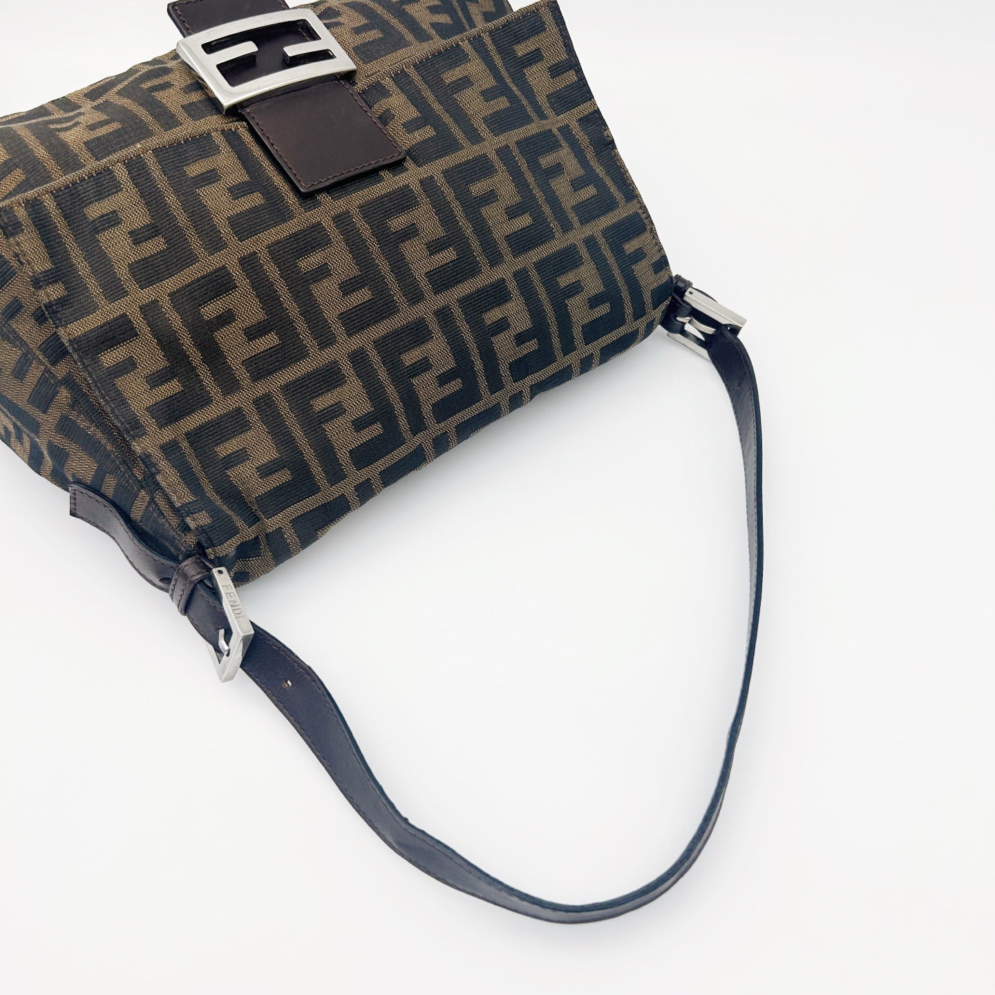 FENDI Brown Zucca Large Baguette Shoulder Bag [Used]