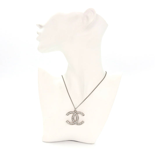 Chanel Silver Crystal CC Necklace [Used]