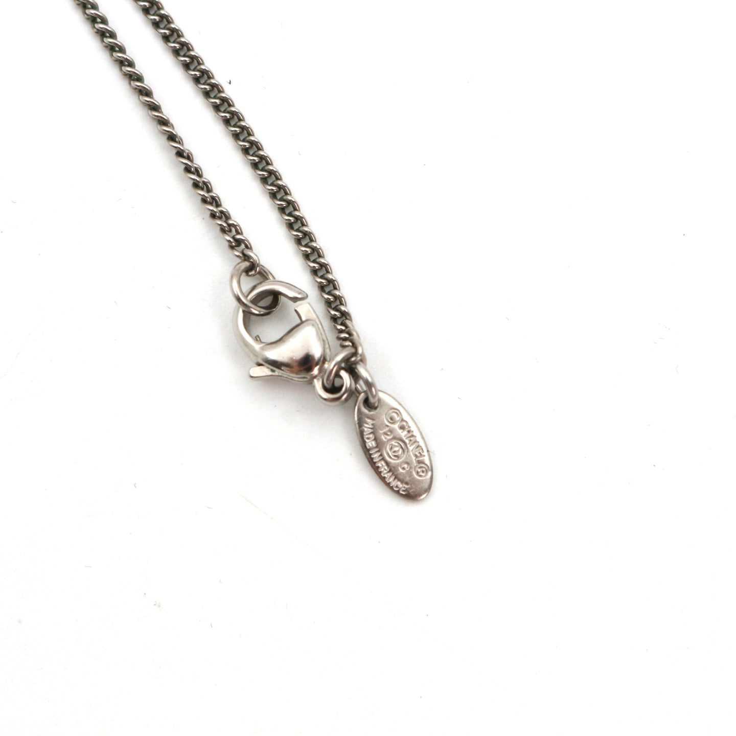 Chanel Silver Crystal CC Necklace [Used]