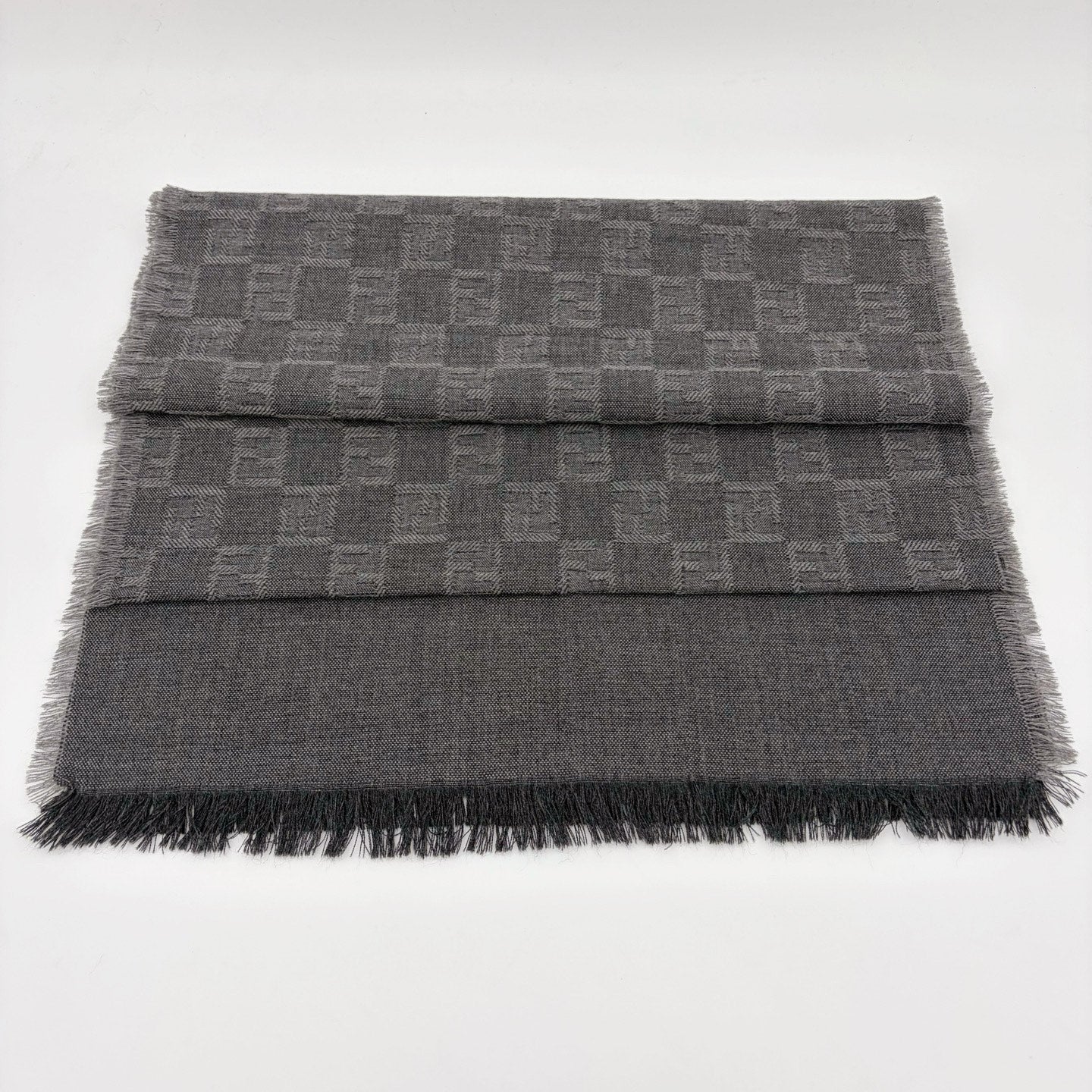FENDI Gray Zucca Fringe Muffler [Used]