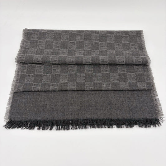 FENDI Gray Zucca Fringe Muffler [Used]